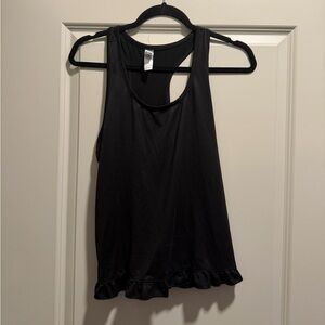 Black Trim Ruffle Tank Top, Size Medium